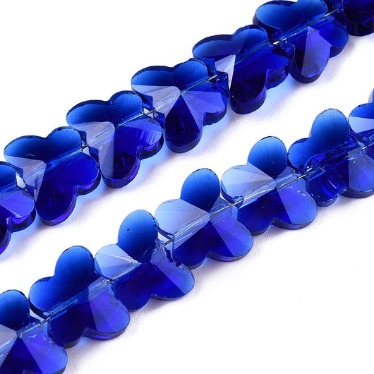 Glass Beads, Butterfly, Faceted, Transparent, Royal Blue, 10mm - BEADED CREATIONS