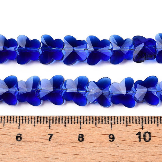 Glass Beads, Butterfly, Faceted, Transparent, Royal Blue, 10mm - BEADED CREATIONS