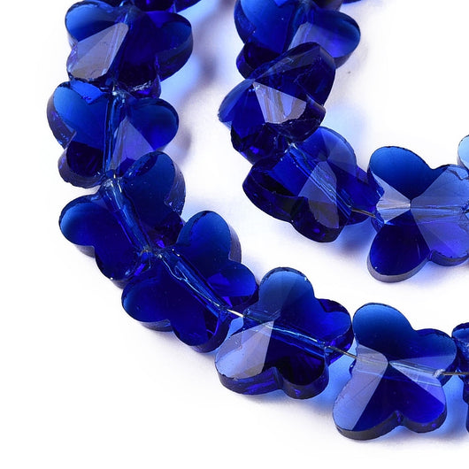 Glass Beads, Butterfly, Faceted, Transparent, Royal Blue, 10mm - BEADED CREATIONS