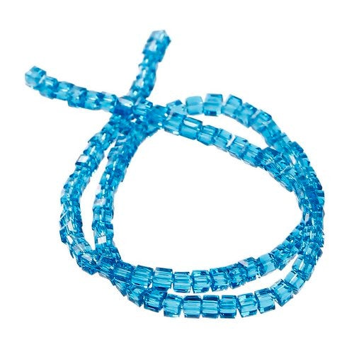 Glass Beads, Cube, Faceted, Electric Blue, 3mm - BEADED CREATIONS