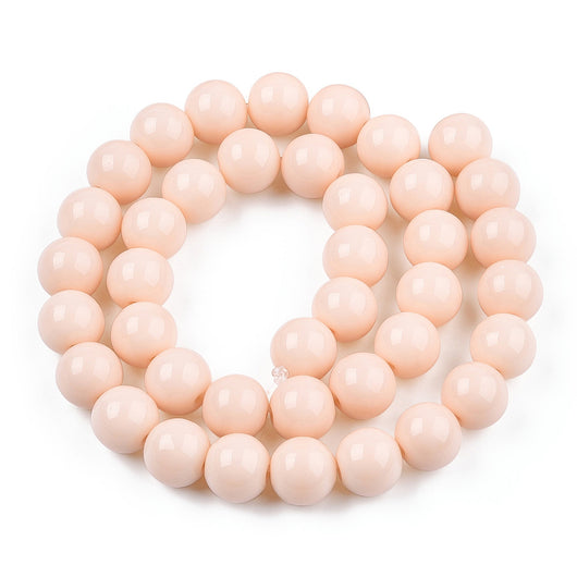 Glass Beads, Round, Opaque, Peach Puff, 10mm - BEADED CREATIONS