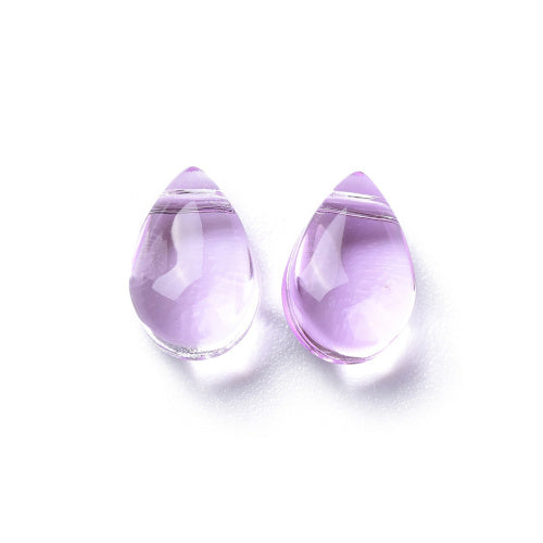 Glass Beads, Teardrop, Transparent, Top-Drilled, Violet, 9mm - BEADED CREATIONS