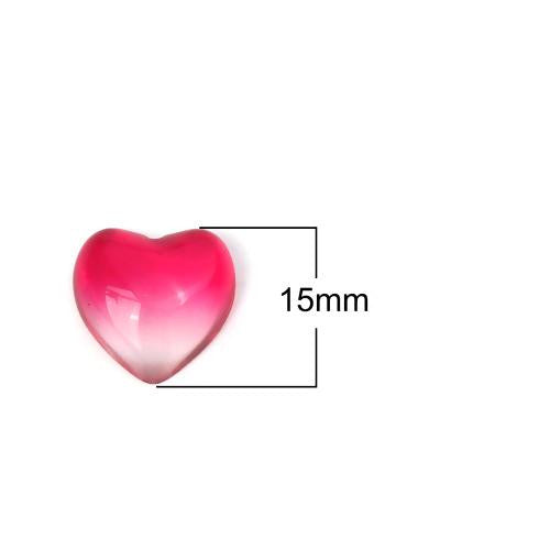 Glass Cabochons, Heart, Gradient, Fuchsia, 15mm - BEADED CREATIONS