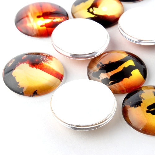 Glass Cabochons, Silhouettes, Round, Multicolor, 20mm - BEADED CREATIONS
