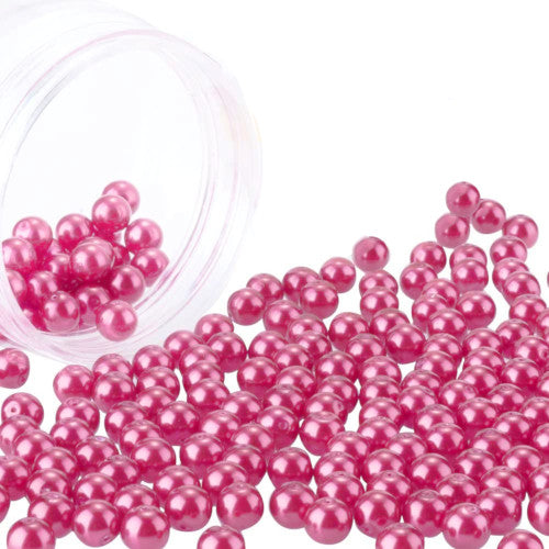 Glass Pearl Beads, Carnation Pink, Round, 8mm - BEADED CREATIONS