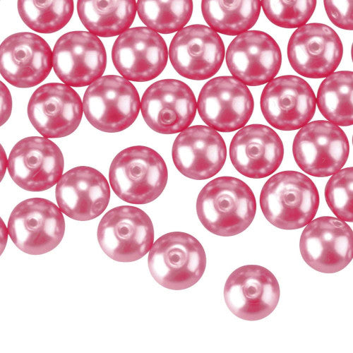 Glass Pearl Beads, Carnation Pink, Round, 8mm - BEADED CREATIONS