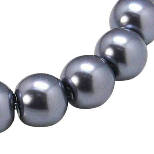 Glass Pearl Beads, Charcoal, Round, 8mm - BEADED CREATIONS