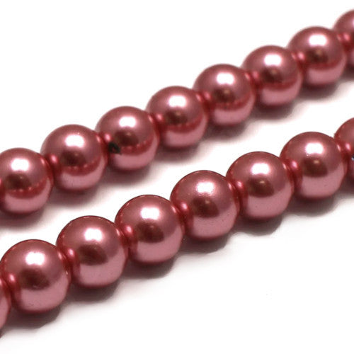 Glass Pearl Beads, Dusty Rose, Round, 8mm - BEADED CREATIONS