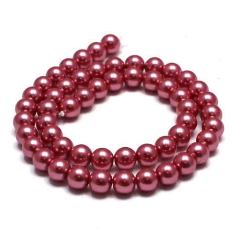 Glass Pearl Beads, English Red, Round, 8mm - BEADED CREATIONS