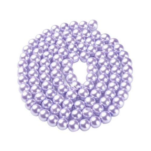 Glass Pearl Beads, Lavender, Round, 8mm - BEADED CREATIONS