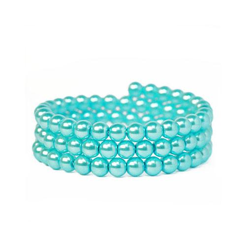 Glass Pearl Beads, Medium Aquamarine, Round, 8mm - BEADED CREATIONS