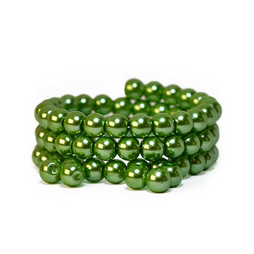 Glass Pearl Beads, Moss Green, Round, 8mm - BEADED CREATIONS