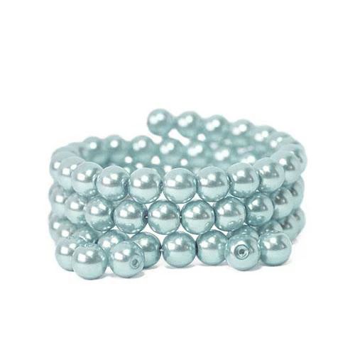 Glass Pearl Beads, Powder Blue, Round, 8mm - BEADED CREATIONS