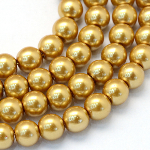 Glass Pearl Beads, Strand, Goldenrod, Round, 4mm - BEADED CREATIONS