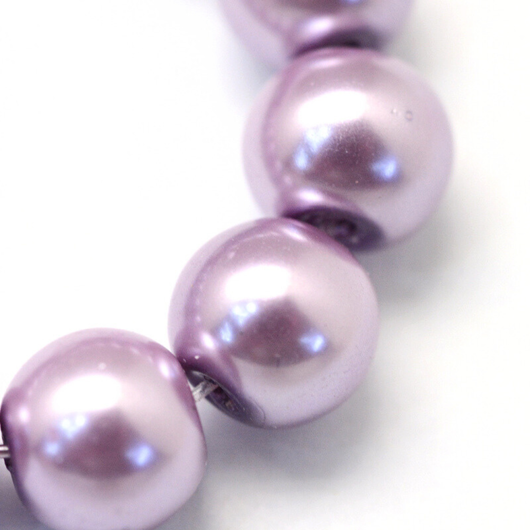 Glass Pearl Beads, Strand, Lilac, Round, 8mm - BEADED CREATIONS