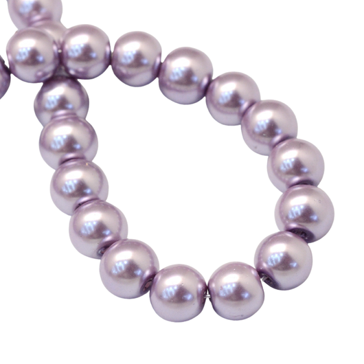 Glass Pearl Beads, Strand, Lilac, Round, 8mm - BEADED CREATIONS