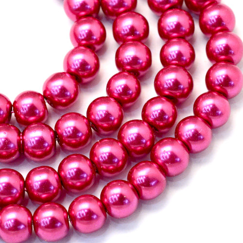 Glass Pearl Beads, Medium Violet Red, Round, 8mm - BEADED CREATIONS