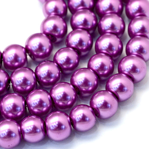 Glass Pearl Beads, Orchid, Round, 8mm - BEADED CREATIONS