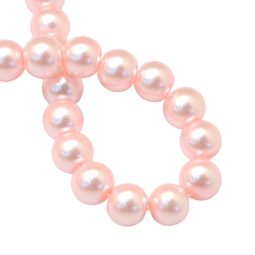 Glass Pearl Beads, Strand, Pink, Round, 8mm - BEADED CREATIONS