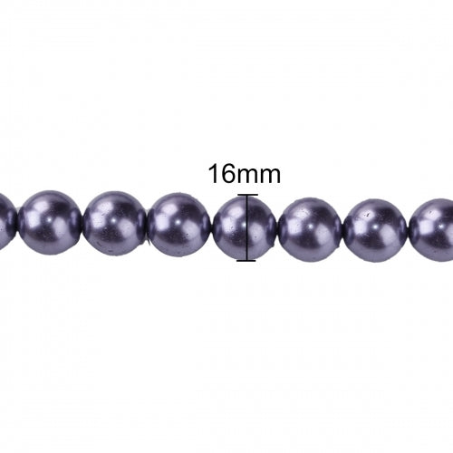 Glass Pearl Beads, Violet, Round, 16mm - BEADED CREATIONS