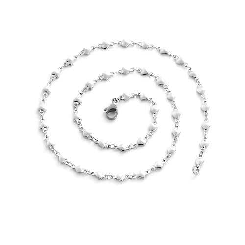 Heart Link Chain Necklace, Stainless Steel, Silver, 45cm - BEADED CREATIONS