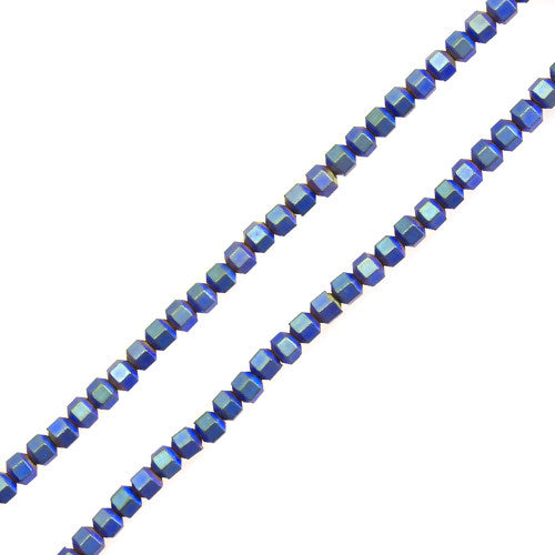 Hematite Beads, Drum, Faceted, Non-Magnetic, Matte Blue, 4mm - BEADED CREATIONS