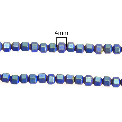 Hematite Beads, Drum, Faceted, Non-Magnetic, Matte Blue, 4mm - BEADED CREATIONS