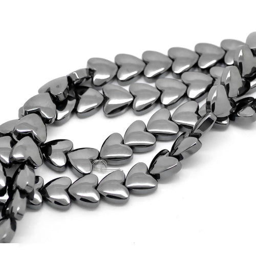 Hematite Beads, Heart, Non-Magnetic, Electroplated, Black, 8mm - BEADED CREATIONS