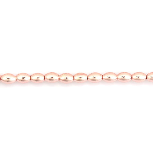 Hematite Beads, Oval, Non-Magnetic, Electroplated, Rose Gold, 6mm - BEADED CREATIONS