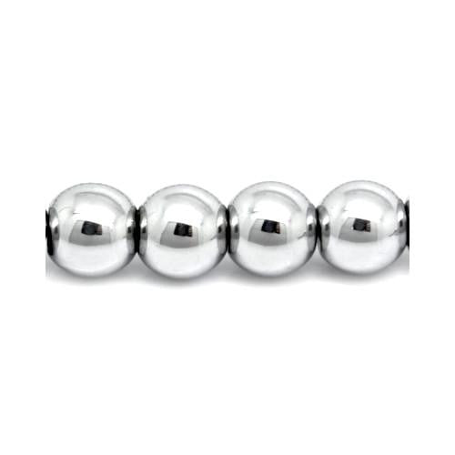 Hematite Beads, Round, Non-Magnetic, Silver, Electroplated, 2mm - BEADED CREATIONS