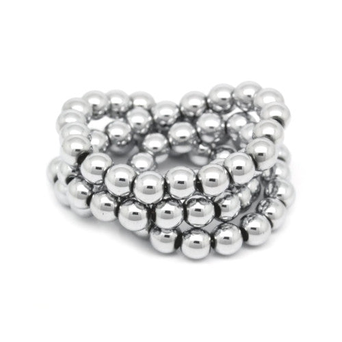 Hematite Beads, Round, Non-Magnetic, Silver, Electroplated, 6mm - BEADED CREATIONS