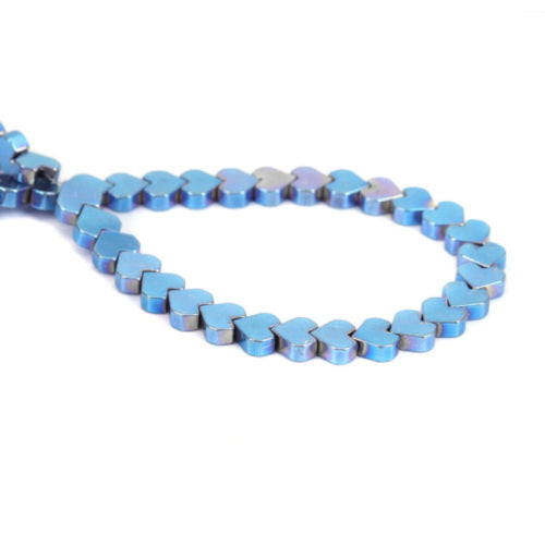 Hematite Beads, Heart, Non-Magnetic, Electroplated, Blue, 6mm - BEADED CREATIONS