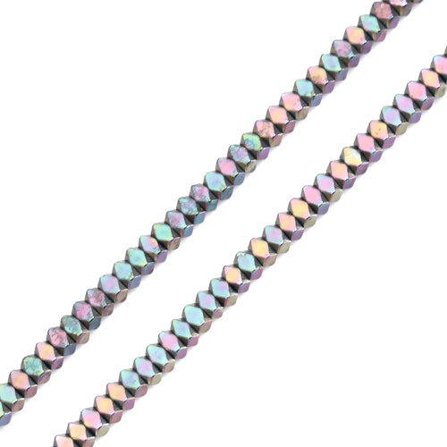 Hematite Beads, Polygon, Non-Magnetic, Electroplated, Rainbow, 3mm - BEADED CREATIONS