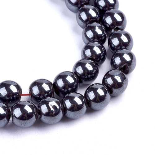 Hematite Beads, Round, Non-Magnetic, Black, Electroplated, 8mm