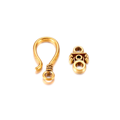 Hook And Eye Clasps, Single-Sided, Ornate, Antique Gold, Alloy, 24mm - BEADED CREATIONS