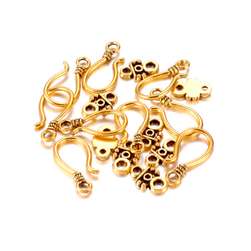 Hook And Eye Clasps, Single-Sided, Ornate, Antique Gold, Alloy, 24mm - BEADED CREATIONS