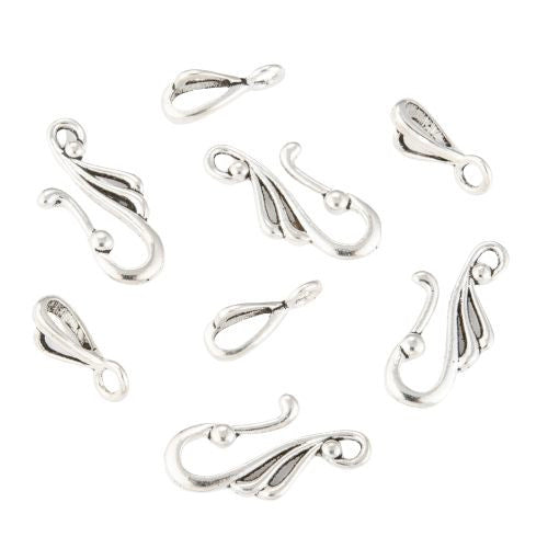 Hook And Eye Clasps, Wing, Antique Silver, Alloy, 12mm - BEADED CREATIONS