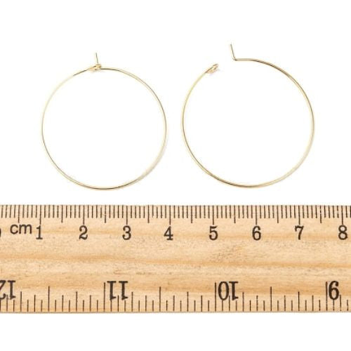 Hoop Earring Findings, Stainless Steel, Golden, 35mm - BEADED CREATIONS