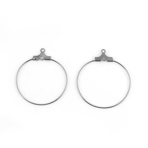 Hoop Earring Findings, Stainless Steel, Round, Hinged, Silver, 29mm - BEADED CREATIONS