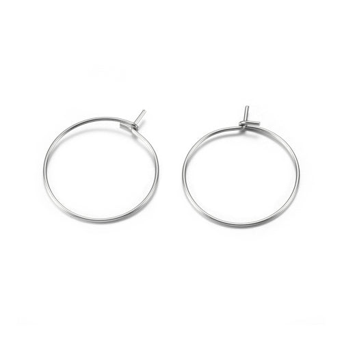 Hoop Earring Findings, Stainless Steel, Silver, 23mm - BEADED CREATIONS