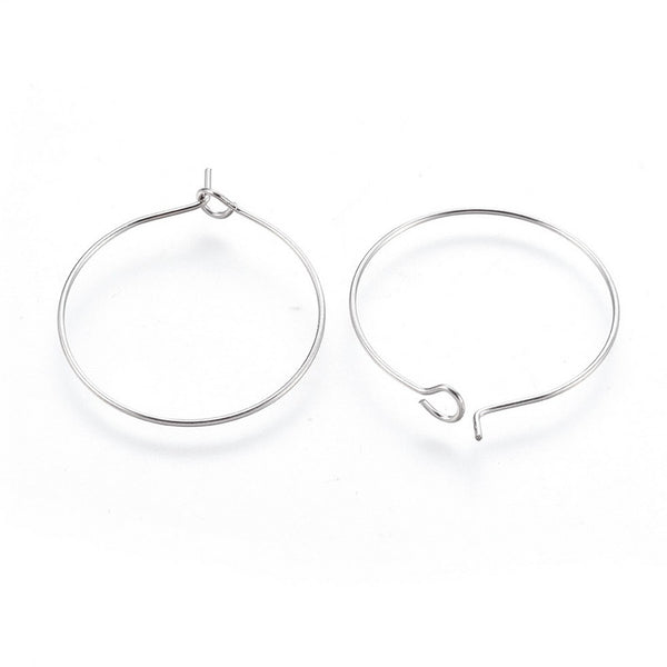 Hoop Earring Findings, Stainless Steel, Silver, 38mm - BEADED CREATIONS