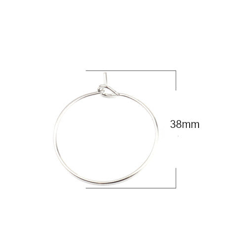 Hoop Earring Findings, Stainless Steel, Silver, 38mm - BEADED CREATIONS