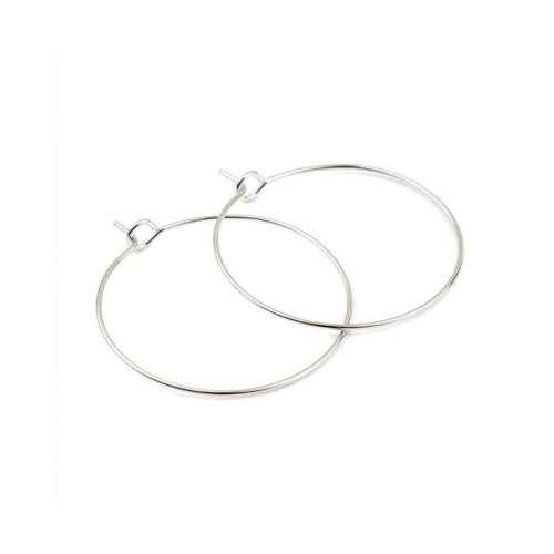 Hoop Earring Findings, Stainless Steel, Silver, 38mm - BEADED CREATIONS