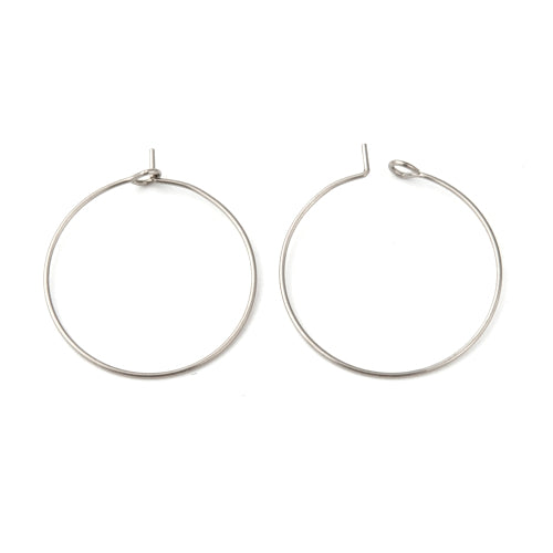 Hoop Earring Findings, Stainless Steel, Silver, 29mm - BEADED CREATIONS