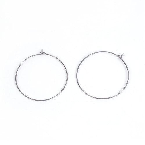 Hoop Earring Findings, Stainless Steel, Silver, 35mm - BEADED CREATIONS