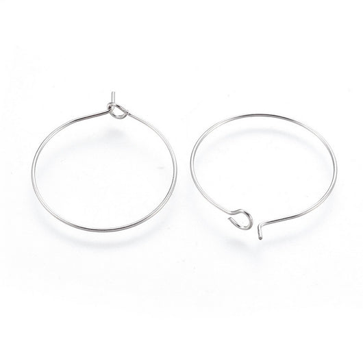 Hoop Earring Findings, Stainless Steel, Silver, 38mm - BEADED CREATIONS