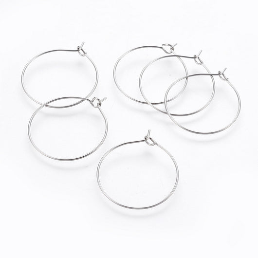 Hoop Earring Findings, Stainless Steel, Silver, 38mm - BEADED CREATIONS