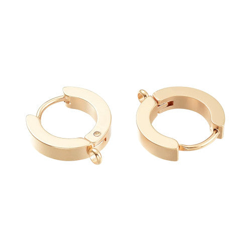 Huggie Hoop Earrings, Stainless Steel, (IP), 24K Gold Plated, 15.5mm - BEADED CREATIONS