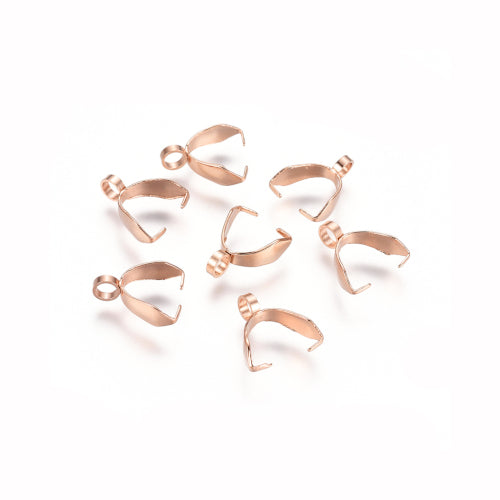 Ice-Pick Pinch Bails, 304 Stainless Steel, Rose Gold, 11.5x9.5mm - BEADED CREATIONS