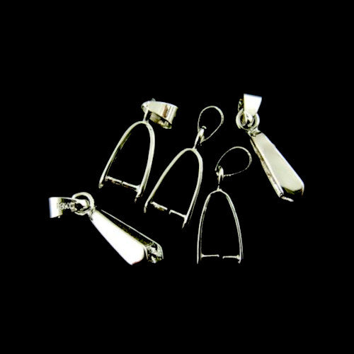Ice-Pick Pinch Bails, Silver Plated, Brass, 25x9mm - BEADED CREATIONS